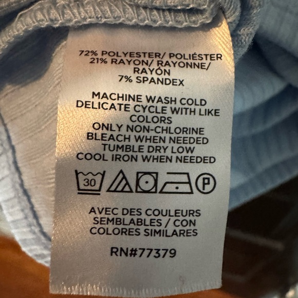 Ann Taylor Sleeveless Ribbed Mock Neck Tank - Light Blue - Picture 4 of 5